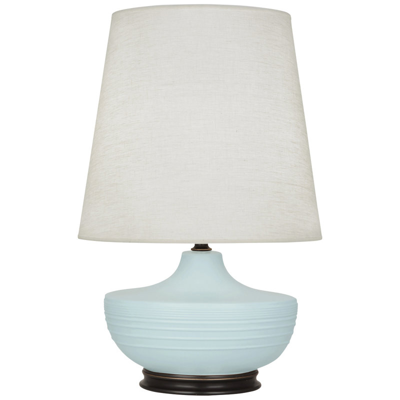 Nolan Table Lamp, Modern Brass/Matte Sky Blue
