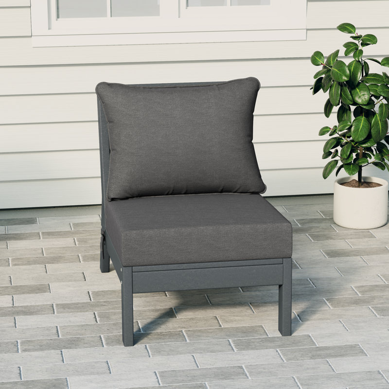 Deep Seating Armless Chair With Cushions, Gray, Gray