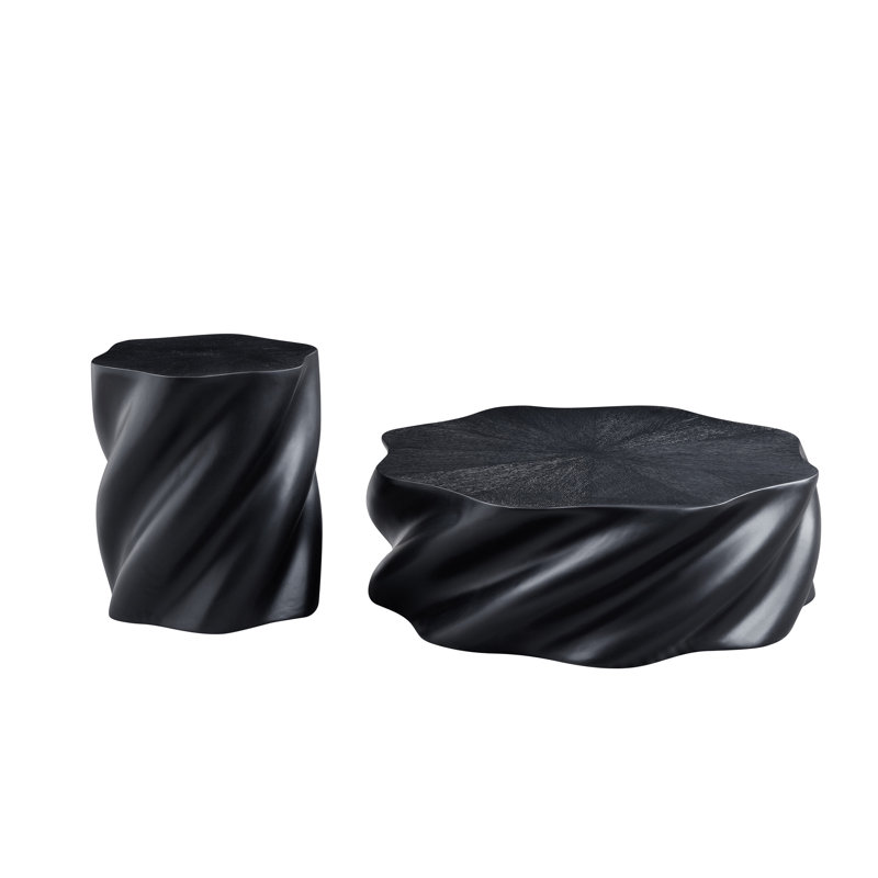 35" Black Round Coffee Table