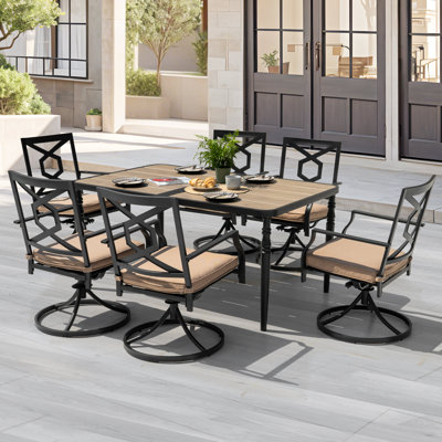 Ensemble repas d'extérieur pour patio avec coussins, conception pivotante