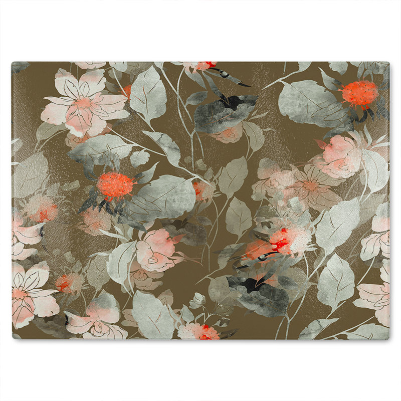 Imprint Fantastic Paint Bouquet Glass Chopping Board, 40cm L x 28cm W
