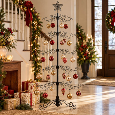 Support pour sapin de Noël en fer forgé de 2 m (6,5 pi) avec 174 crochets