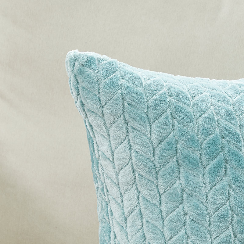 Housse de coussin en velours Velvet Leaves, Bleu clair