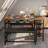 4 People Dining Table And Chair Set, Antique Color Dining Table, Black Upholstered Bench, Dining Table And Chair 3 Piece Set With Wine Rack And Wine Glass Holder For Dining Room