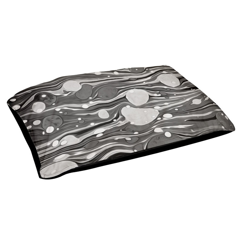Coussin de lit paint tourbillons dog Byrge, Petit (l 28 po x P 18 po x H 6 po), Noir / blanc, Polyester