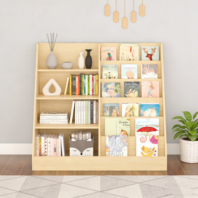 Bibliothèque multifonctionnelle en bois à 4 niveaux avec rangement pour jouets, présentoir pour enfants, enfants, tout-petits