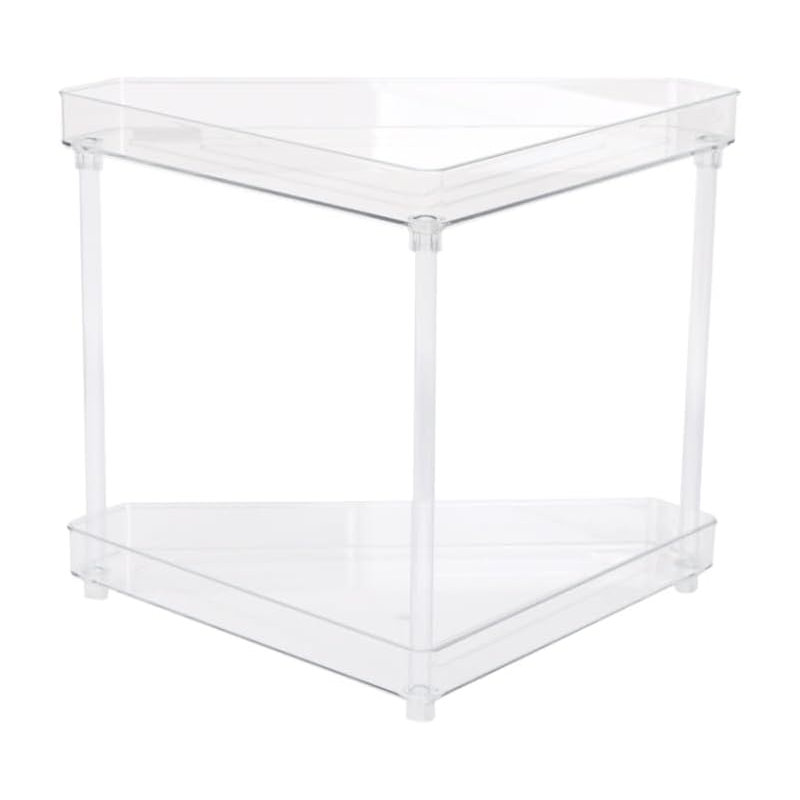  Élégant support de coin de meuble-lavabo de bureau en plastique Lucite à 2 niveaux, 1221-2