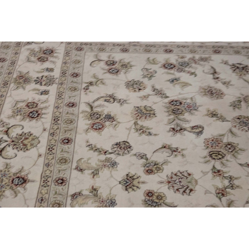 High-Quality Hand-Knotted Ivory Area Rug