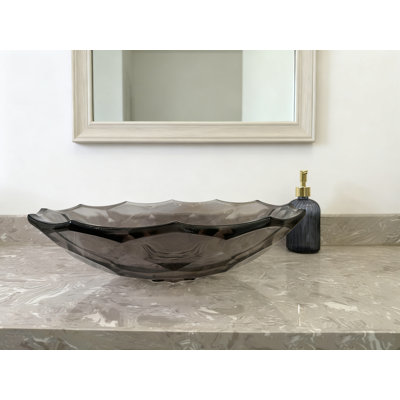 Transparent Glass Vessel Sink, Modern Vanity Bowl With Pop-up Drain For Bathroom | Lav-fws103