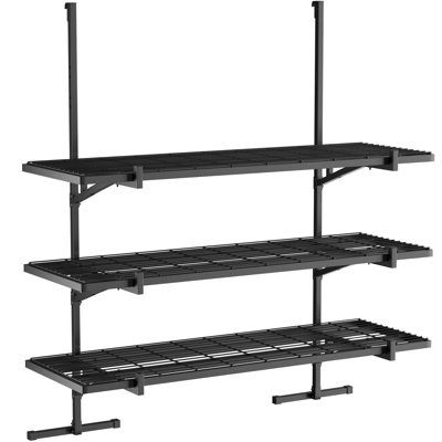 3-Tier Cantilever Shipping Container Shelving, Heavy Duty Metal Storage Rack with Raised Edge, 1100LB Load Capacity Easy Assembly Shelf for Conex Container Truck Garage Storage