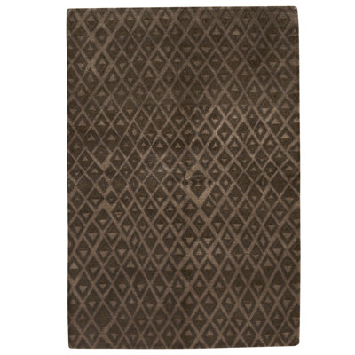 Hand Knotted Wool Area Rug in Black