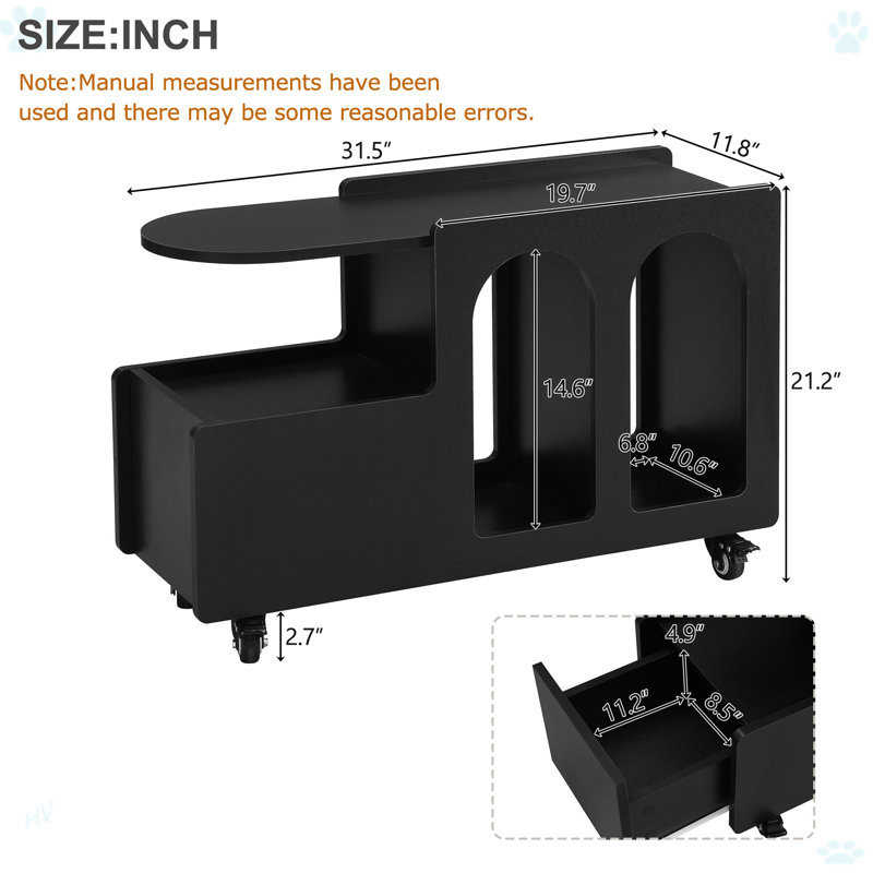 Mobile End Table With Lockable Wheels For Living Room