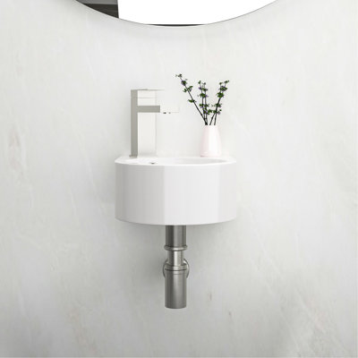 Wall Mounted Bathroom Sink Ceramic - 13X10.16 Inch, White, Low Absorption Feature, Stain White To Acids, Modern Appeal