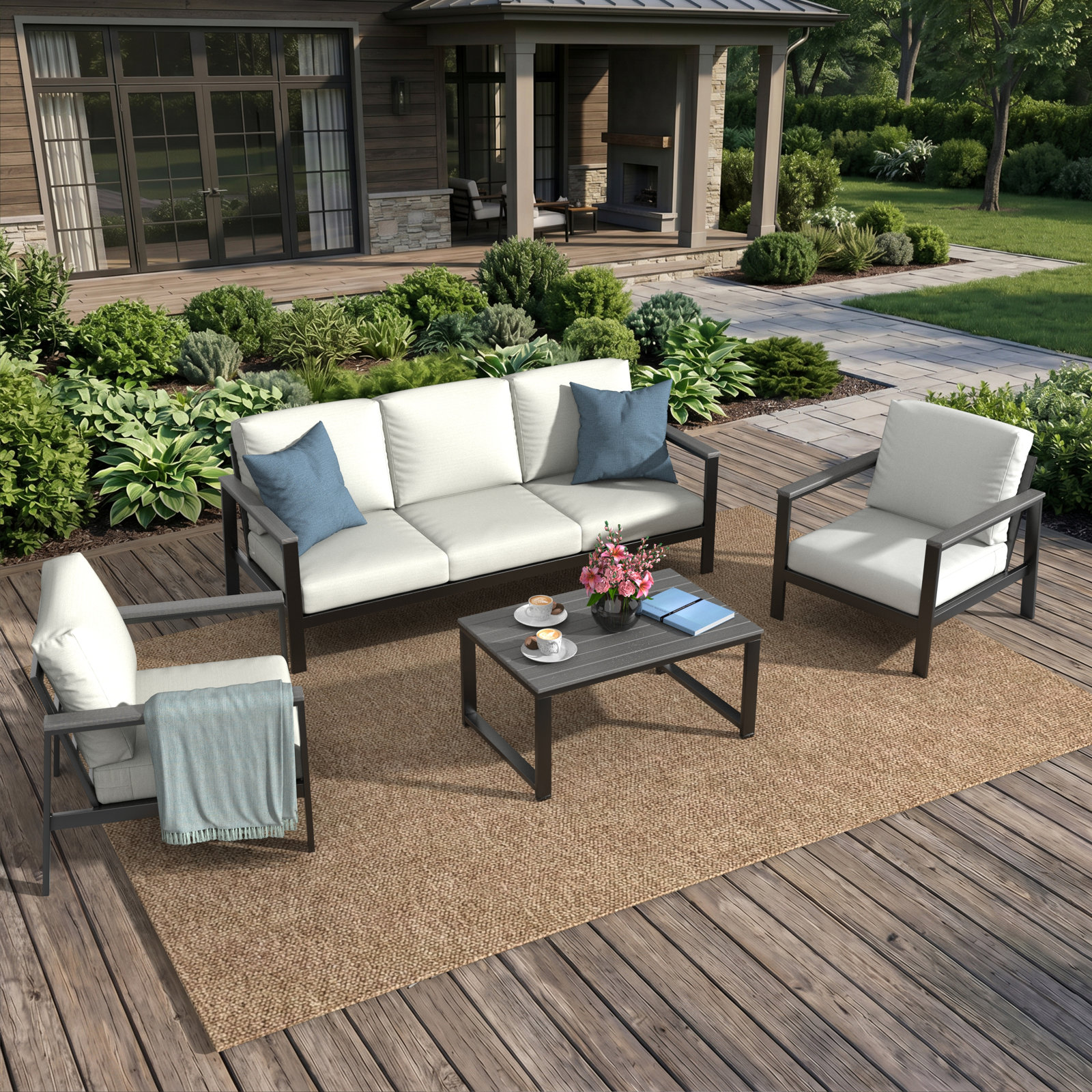 Townsend 5-Person Sunbrella® Patio Seating Group, Sunbrella Canvas Natural