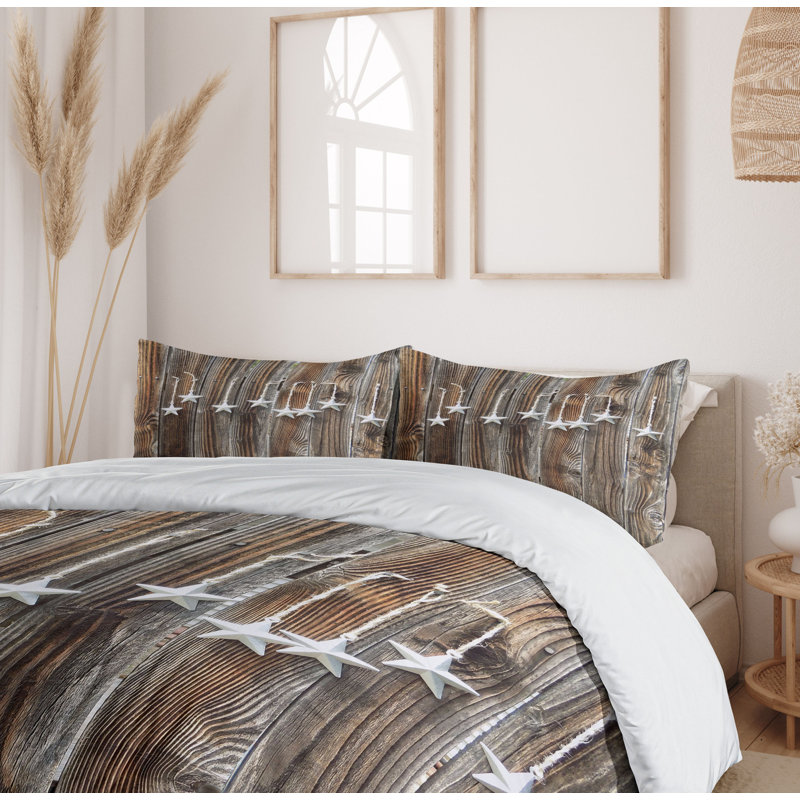 Twin Brown and White Microfiber Kids' Duvet Cover Set