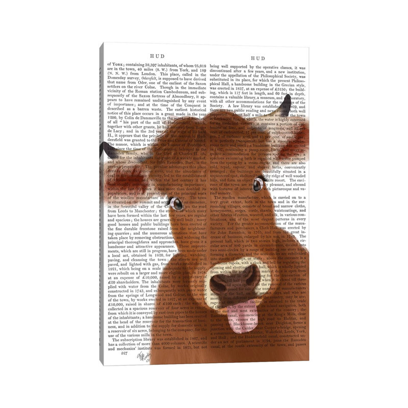 Funny Farm Cow 2 Book by Fab Funky - Wrapped Canvas Print, 20.32 cm H x 30.48 cm W