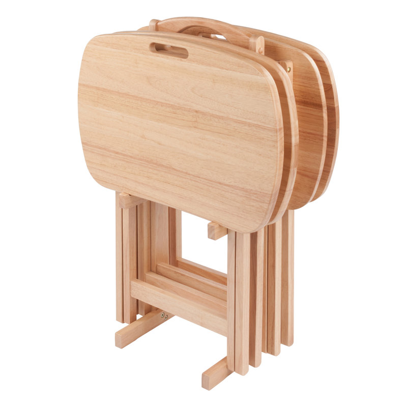 Lucca 5-pc Snack Table Set, Teak, Beige