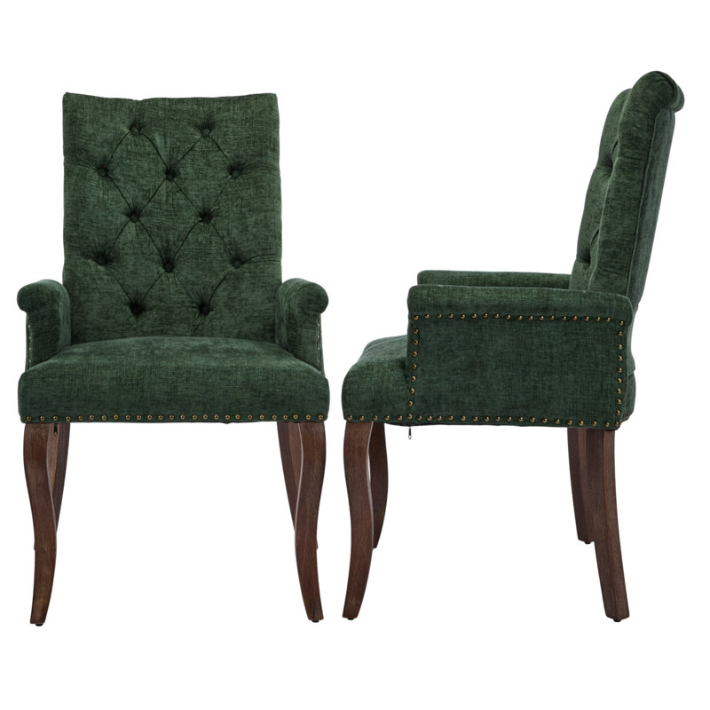 Chaises de salle à manger rembourrées Seita, 4, Vert