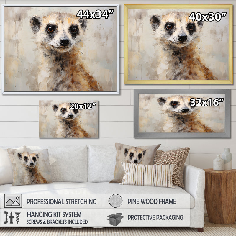 «Cute Meercat Portrait III», reproduction sur toile, Toile tendue, 30" H x 40" W