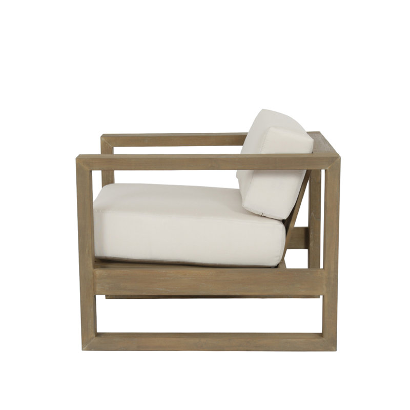 Coastal Teak Patio Chair with Sunbrella Cushions, Canvas Canvas Sunbrella® Canvas