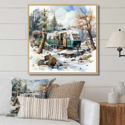 «Camping Van Charm In Winter I», reproduction sur toile