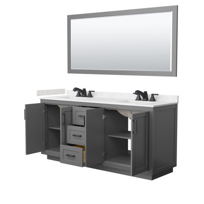 Miranda 72" Freestanding Double Bathroom Vanity with Cultured Marble Top