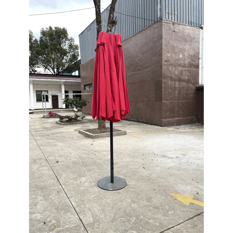 Très grand parasol double de 15 pi x 9 pi pour la cour arrière - abri de piscine pour terrasse de jardin avec manivelle et évents imperméables pour patio