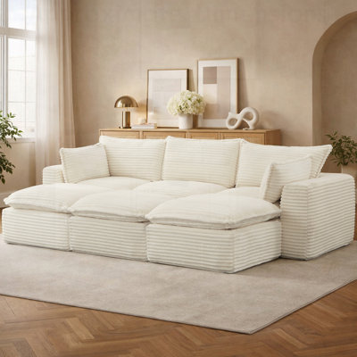 Canapé modulaire modulaire avec configurations en forme de L, de lit et de lit de jour, velours côtelé adapté aux animaux de compagnie, aucun assemblage requis, modules légers
