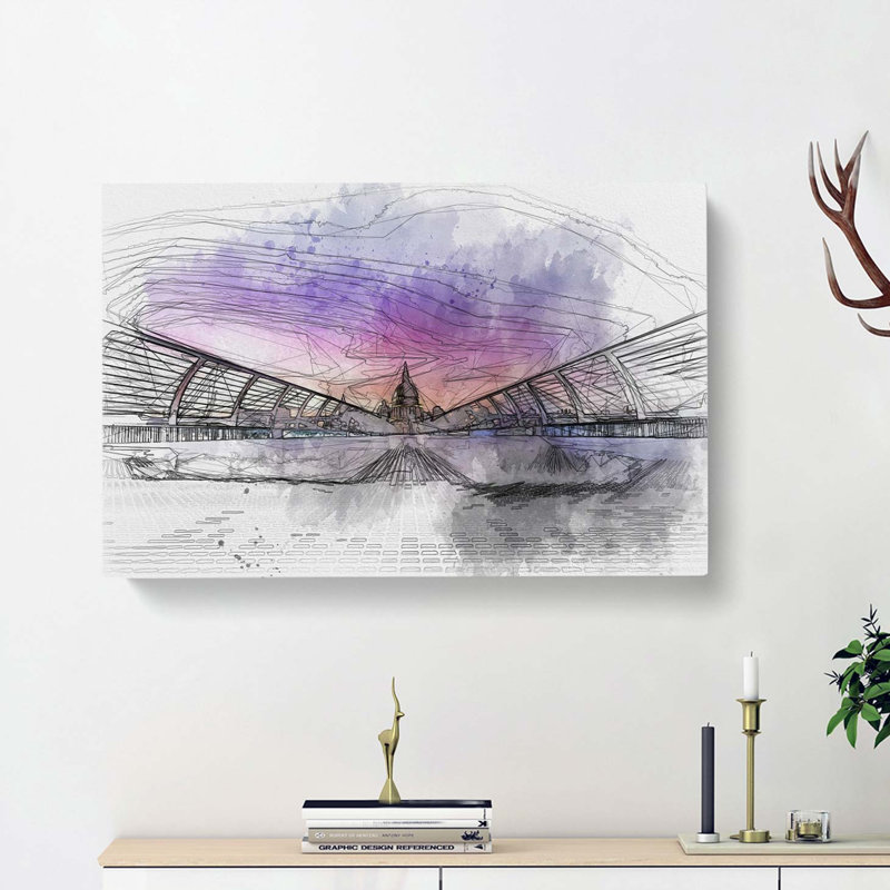 St. Pauls Cathedral in London in Abstract - Wrapped Canvas Drawing - Wrapped Canvas, 60cm H x 91cm W x 3cm D