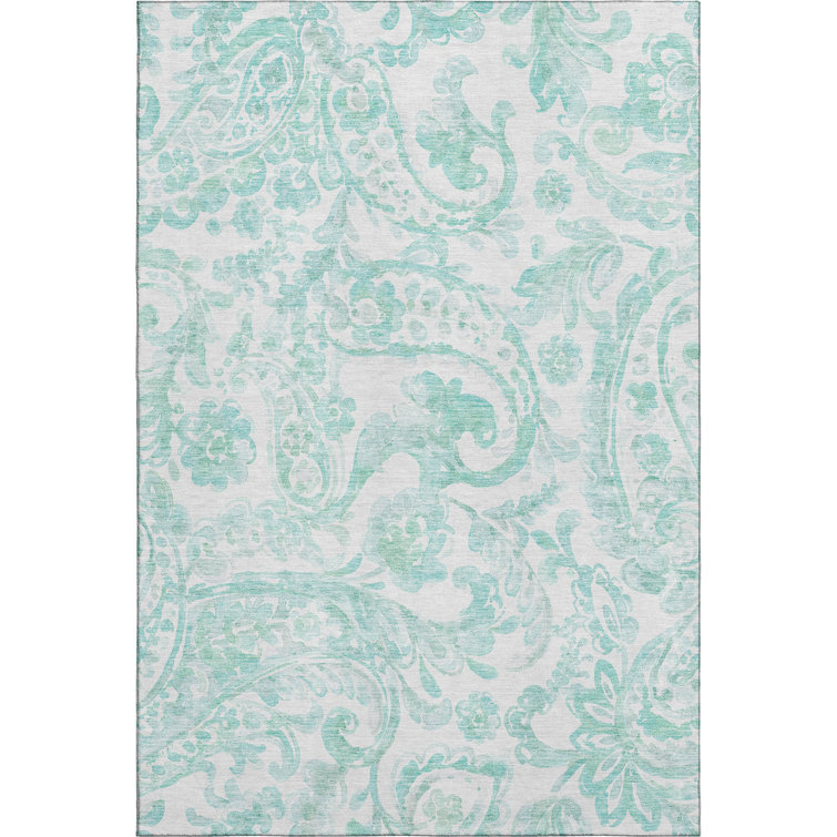 Premium Machine Washable Prisco Turquoise Rug