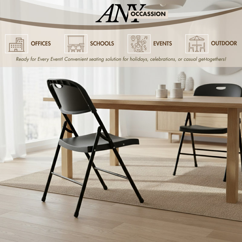 Chaise pliante en plastique robuste, Noir