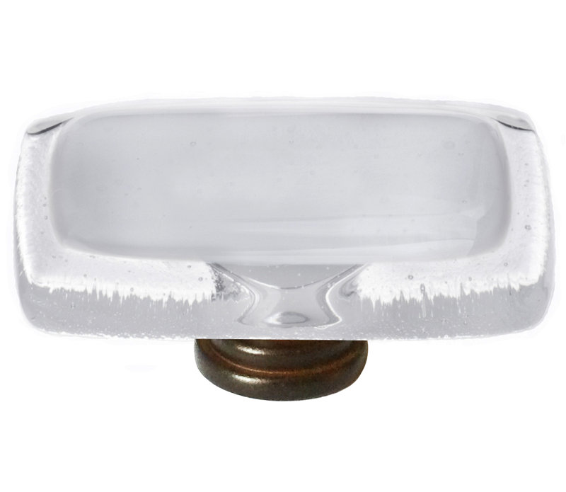 Reflective Rectangular Knob, Satin Nickel, Blue-Grey