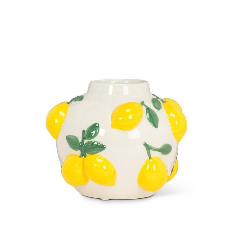 Vase rond avec citrons