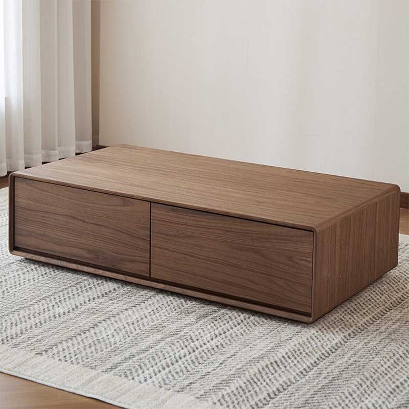 Table de salon moderne et simple rectangulaire, Noyer, Noyer foncé, H 13,8 po x L 39,4 po x l 19,7 po