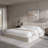  Airframe King Size Bed Frame With Ergonomic Angled Foam Cushioned Headboard, Minimalist Design Platform Bed Frame, No Box Spring Needed, Easy Assembly (Beige)-1544602483-1544602486