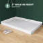 Base de bac de douche à double seuil 48 po x 32 po en blanc avec ensemble de drain central et couvercle de drain inclus