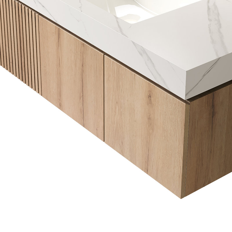 Ensemble de meuble-lavabo mural simple 48 po avec pierre frittée 48 po
