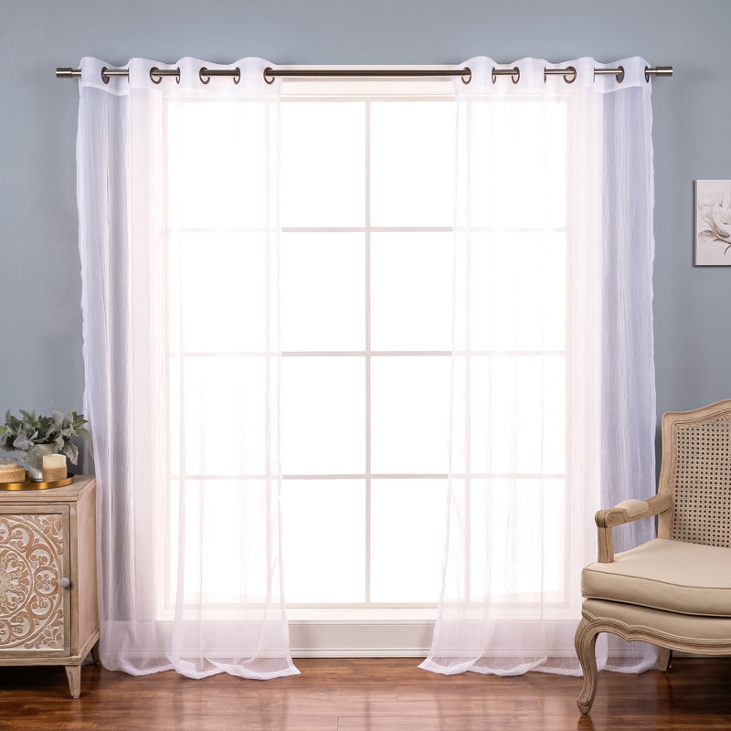 Rideau transparent Maaike, L 52 po x L 84 po, Blanc
