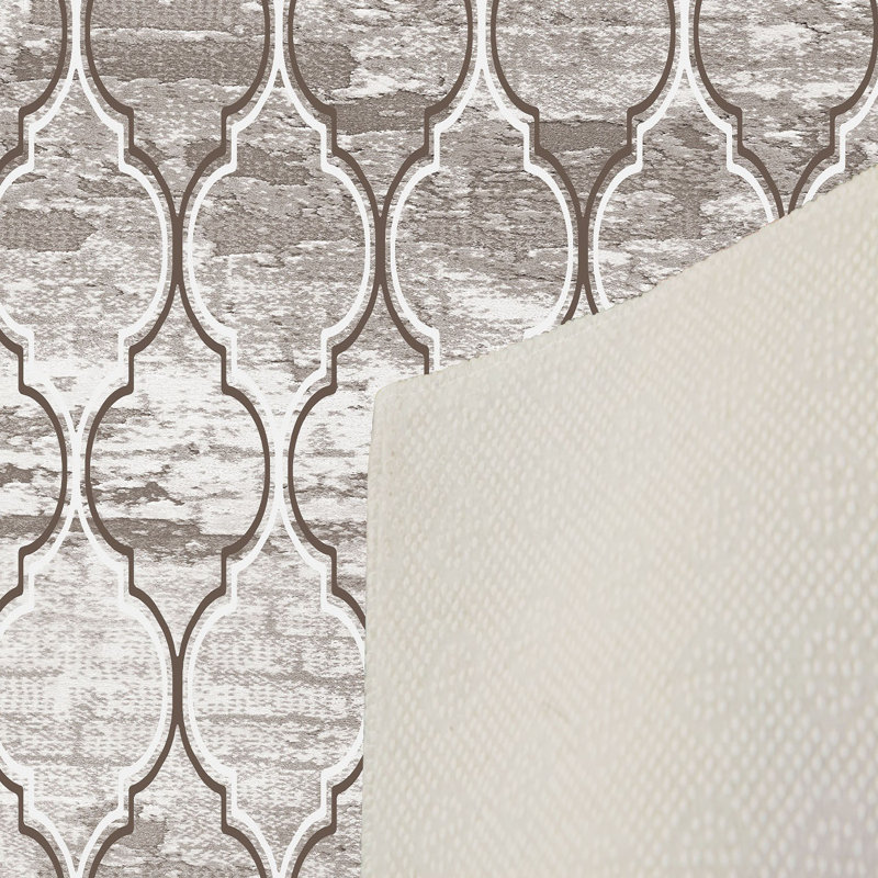 Tapis antibactérien 100% polyester 5,9 x 9,2 pi Luxurious Pois en feutre antidérapant en PVC, d'une hauteur de poils de 0,3 po | Lavable à la machine, impression numérique 3D, parfaite pour le décor du salon et de la chambre à coucher
