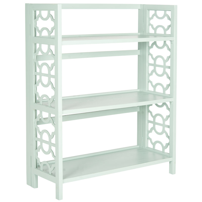 Étagère à livres l 42,5 "x H 33,5" Brontie, (3 tablettes) H 42 po x l 33 po x P 13 po, Celadon