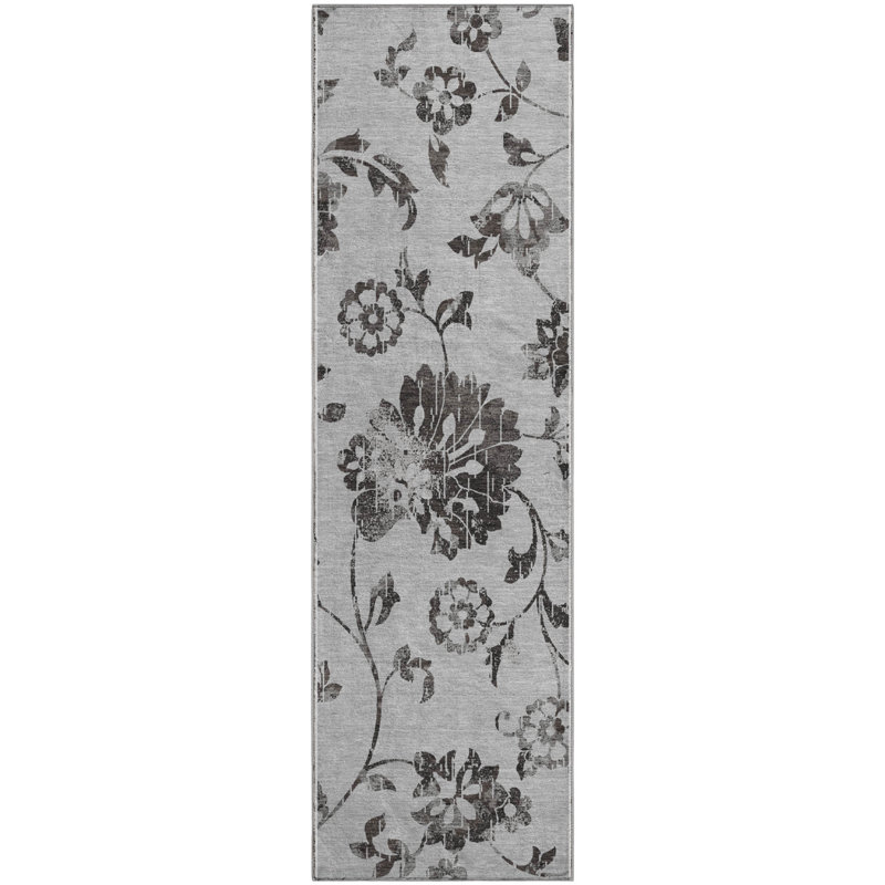 Premium Machine Washable Prisco Gray Rug, Runner 2'3" x 7'6"