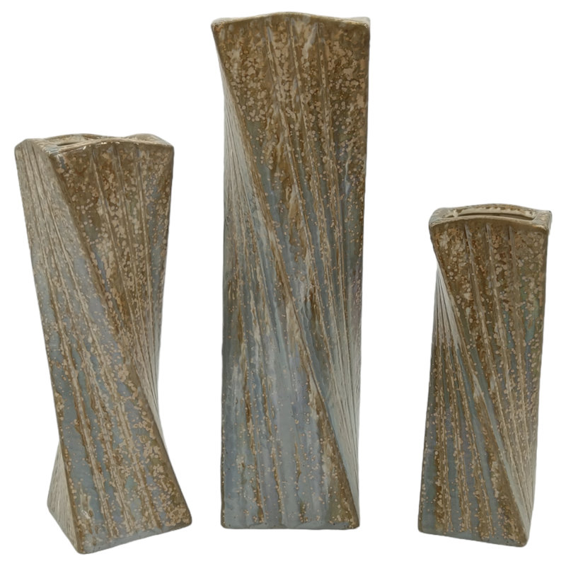 Stoneware Ceramic Vase with Drip Glaze - Modern Decorative Accent for Home Decor, 9" H x 3" W x 3" D