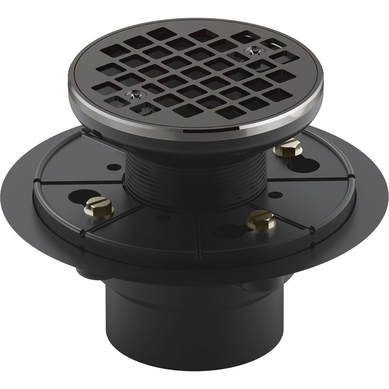 Round Design 3" Grid Shower Drain, Vibrant Titanium