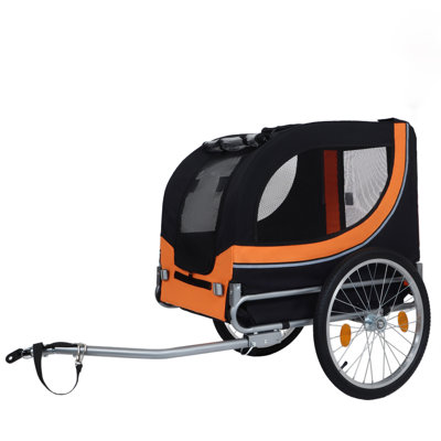 Large Folding Bike Trailer For Dogs – 66LB Capacity All-Terrain Pet Carrier, Durable Steel Frame For Cycling, Jogging, Camping & Outdoor Adventures, Gray- Blue