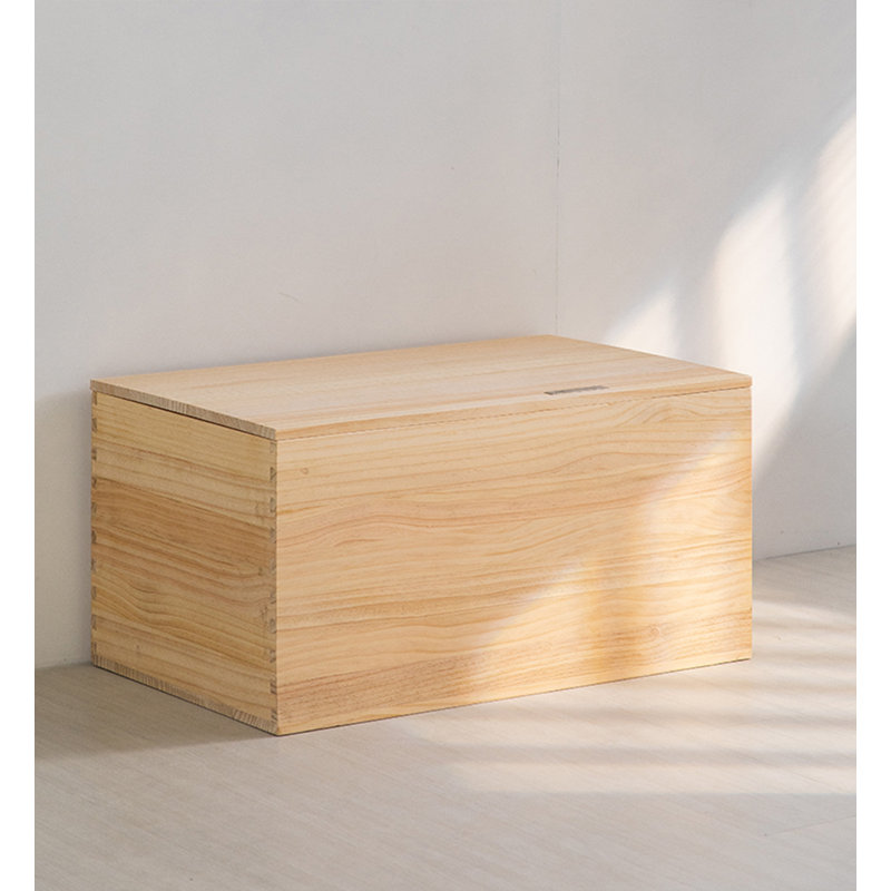 Minimalist Modular Natural Solid Wood Storage Ottoman