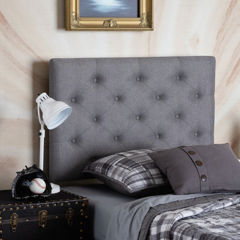 Alyse Upholstered Headboard Features a Button-Tufted Panel, 54.25'' H X 38.50'' W, Twin, Grey
