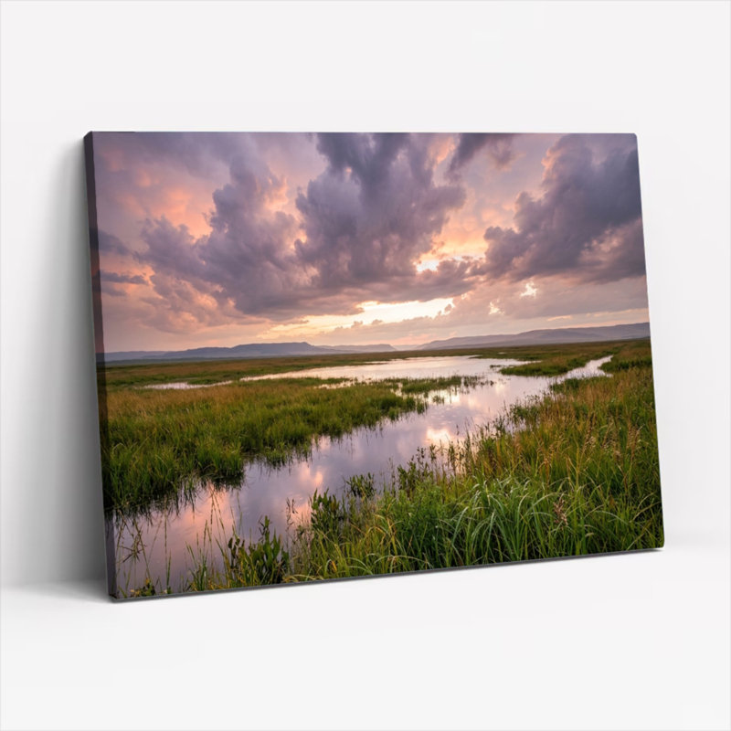 Ensemble de 1 tableau sur toile Sunset Marsh, H 24 po x l 36 po, Toile tendue