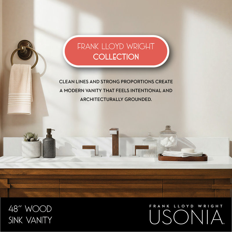 FLW Harmony 36 Wood Sink Vanity, Walnut, 48