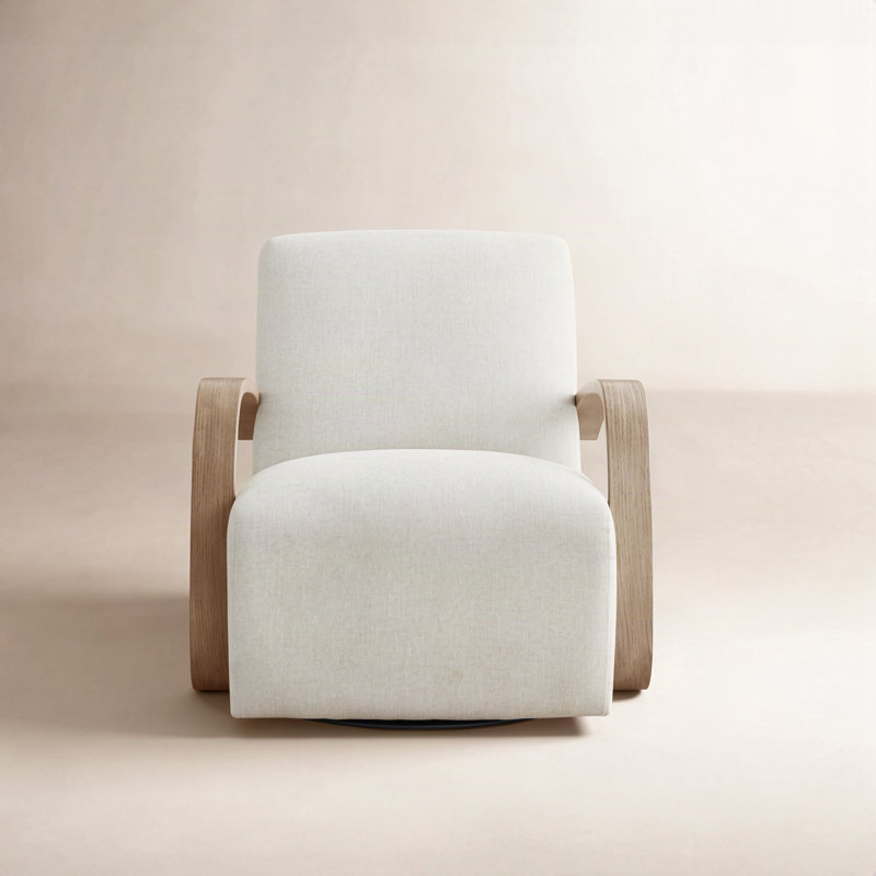 Fauteuil Winham Brehana, Bois de frêne flottant, Tissage performant en lin délavé