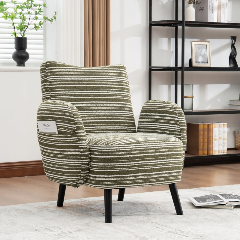 Chaise avec accoudoirs rembourrés 30,3 po, Olive